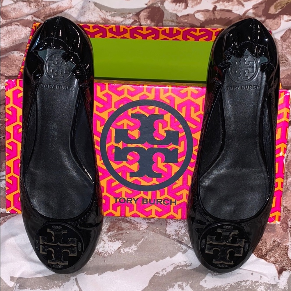 Black Patent Leather ToryBurch Ballet Flats size 8